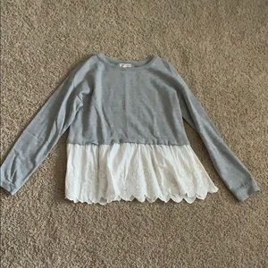 Grey fleece Top with eyelet bottom